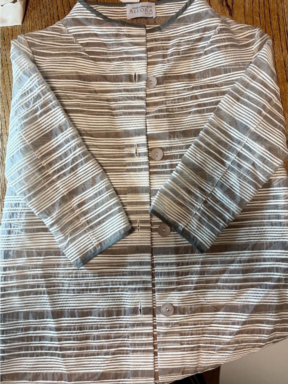 Women's Silver & White Striped Lightweight Crepe Jacket